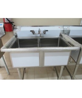 Sink, Two Compartments, Stainless Steel